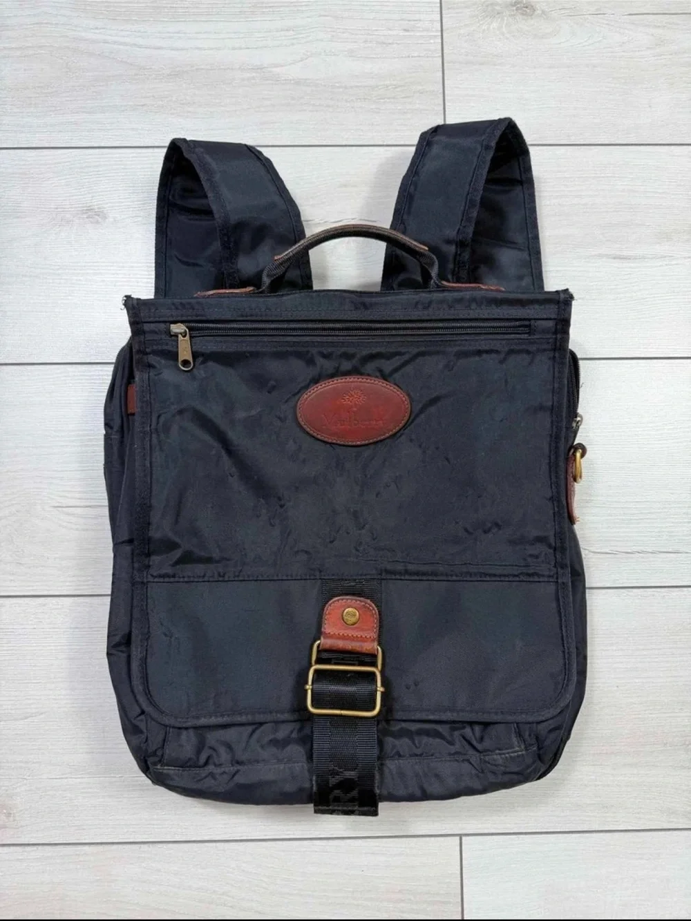 Mulberry Black Backpack with Brown Leather Trim